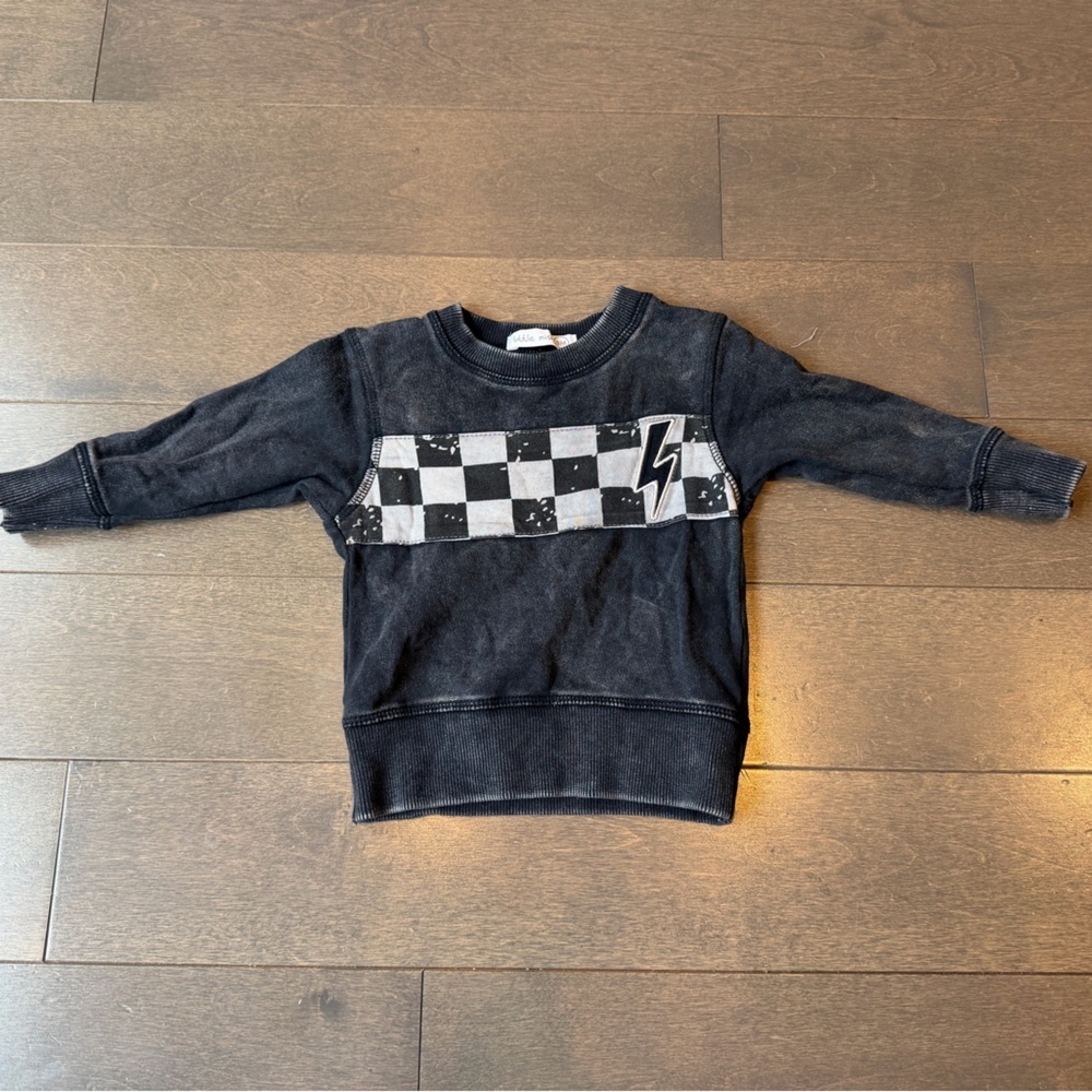 Designer From Denny’s! Little Mish Black Checkered Kids Shirt-9mo